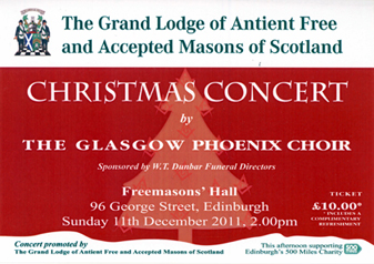 Concert in Freemasons' Hall by the Glasgow Pheonix Choir on 11 Dec 2011